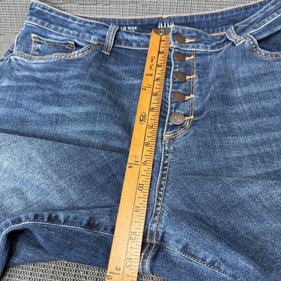 A.N.A Womens Size 16 Blue Wide Leg Button-Fly High-Waist Cropped Denim Jeans - Picture 6 of 11
